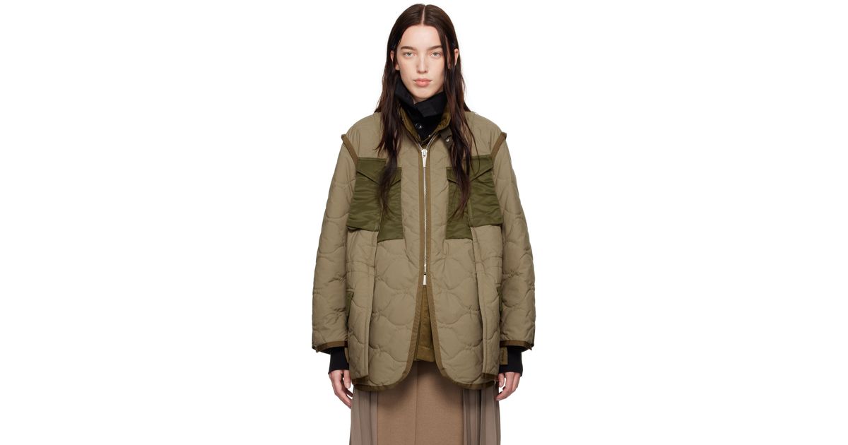 【sacai】カーキ リップストップ キルティングコート Sacai カーキ リップストップ キルティングコート グリーン | Lyst