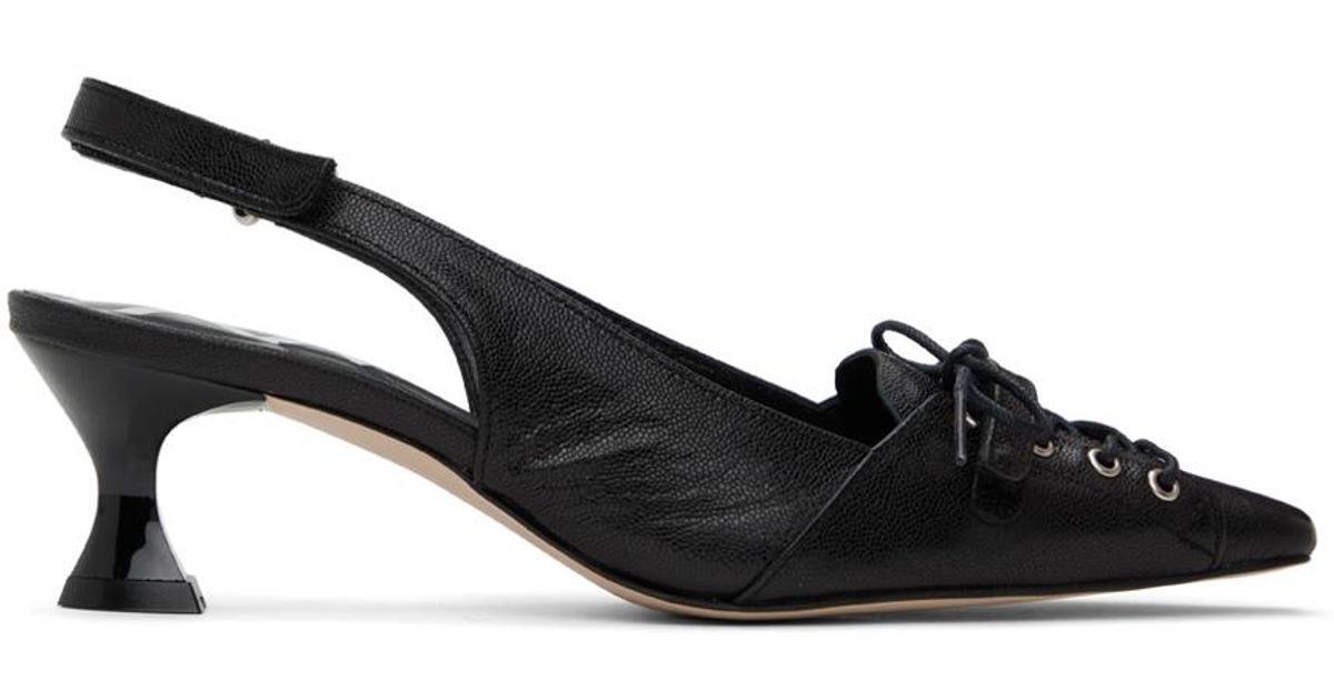 シューズ・サンダルその他 [OPEN YY] LACE-UP POINTY HEEL-BLACK OPEN YY