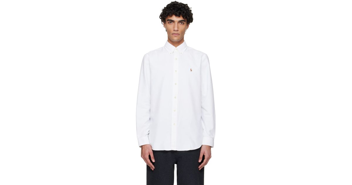 Polo Ralph Lauren Long Sleeve Oxford Sport Shirt in White for Men | Lyst UK