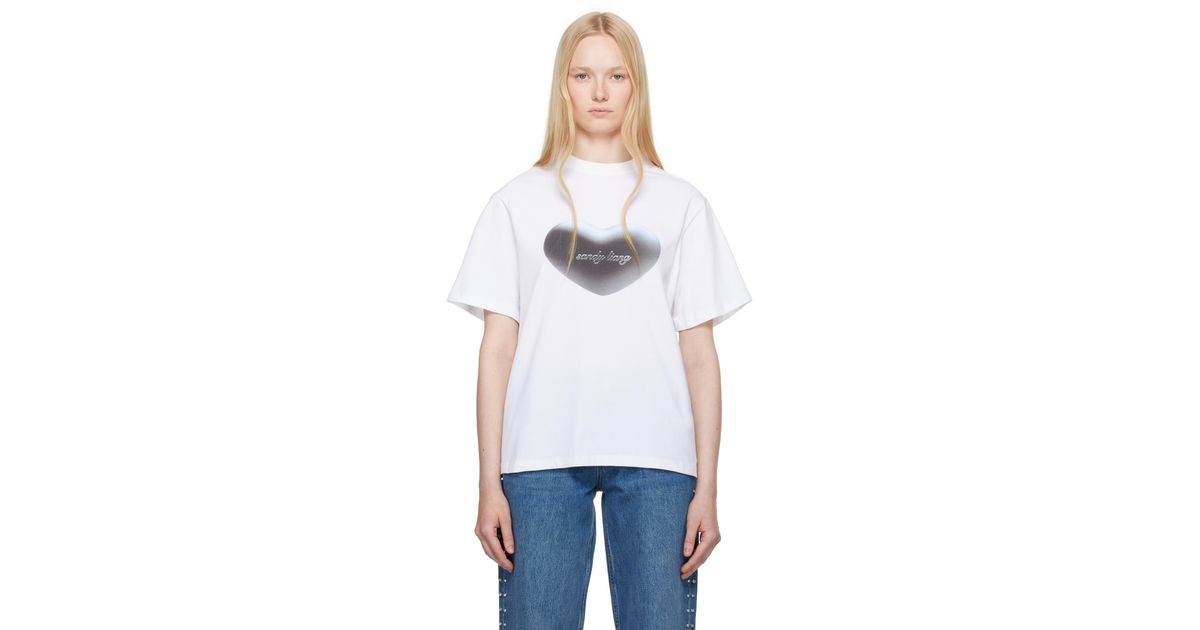 ★Sandy Liang★ ホワイト Chouchou Tシャツ Sandy Liang Chouchou T-Shirt in White | Lyst Canada