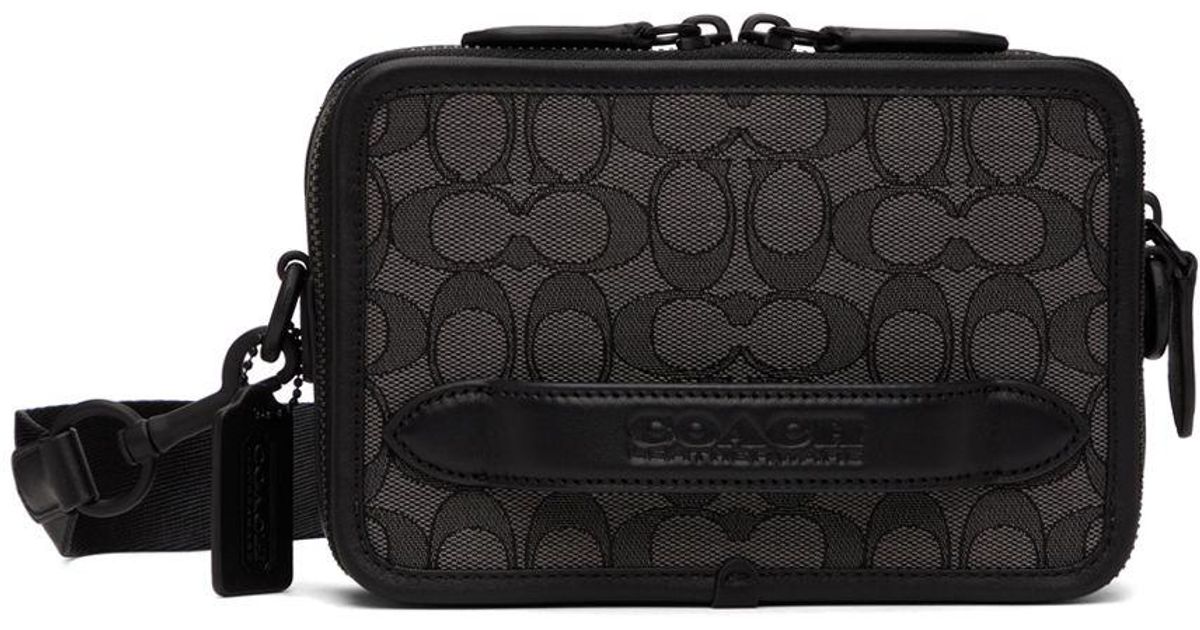 COACH Leather Charter Crossbody Messenger Bag in Charcoal/Black (Black