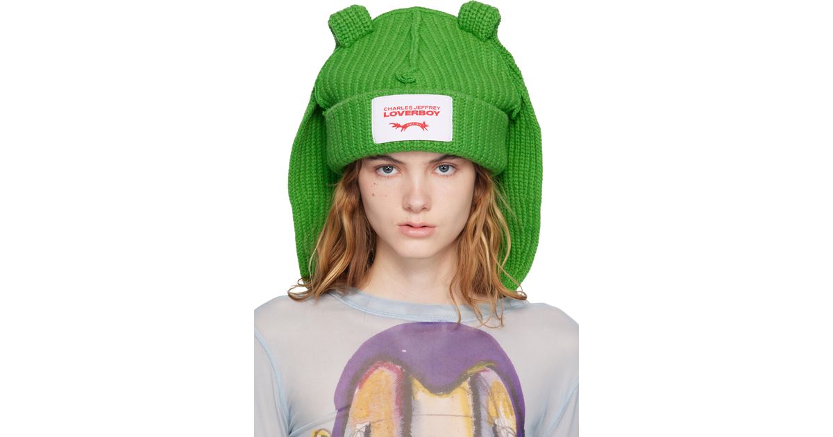 Charles Jeffrey Chunky Rabbit Beanie in Green | Lyst UK
