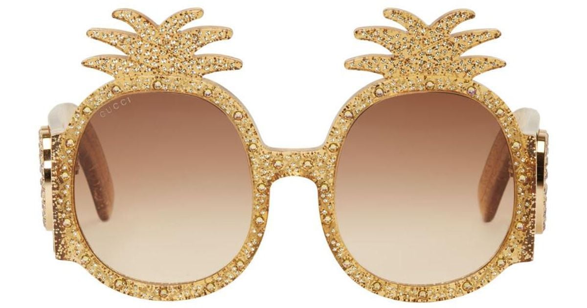 Gucci Yellow Pineapple Glitter Sunglasses - Lyst