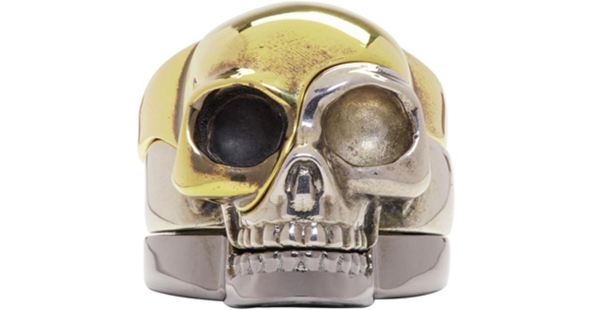 alexander mcqueen divided skull ring
