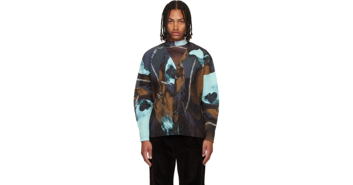 Homme Plissé Issey Miyake Agate Cardigan in Black for Men | Lyst
