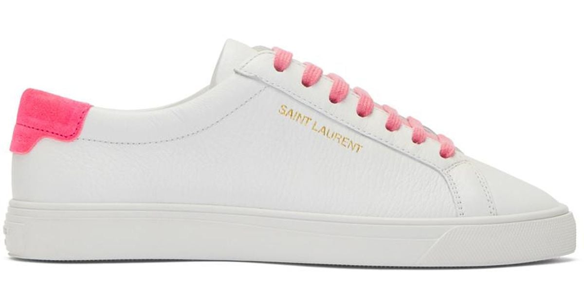 Saint Laurent White And Pink Andy Sneakers