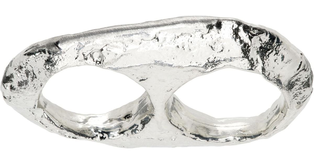 Homme Plissé Issey Miyake Cavern Ring in Black for Men | Lyst UK
