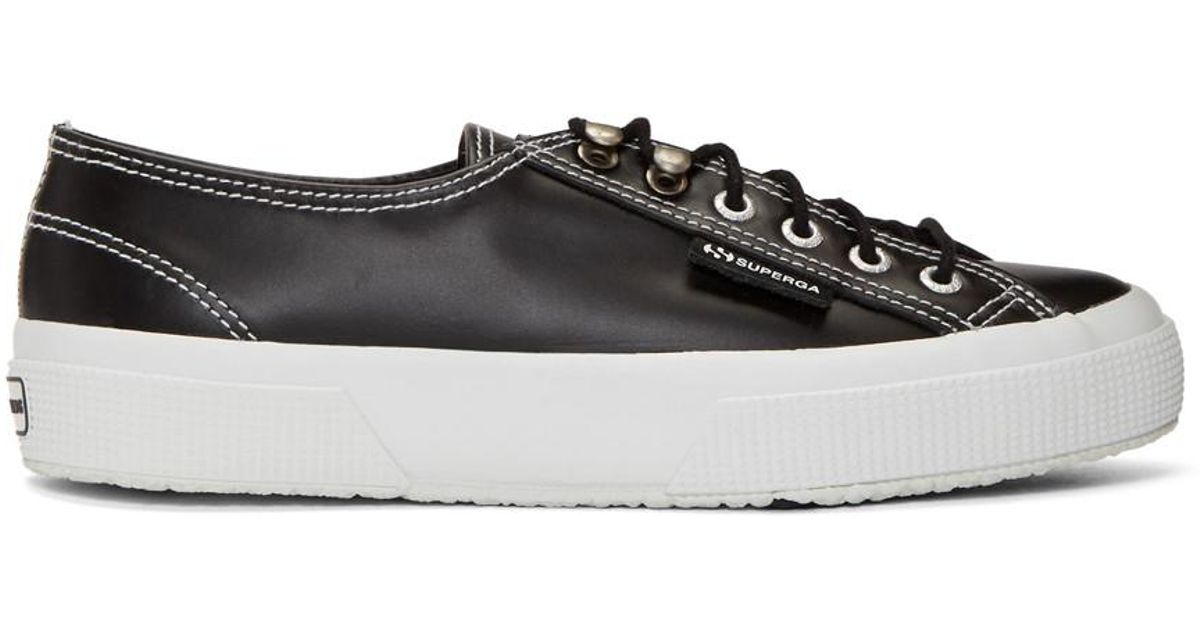 superga black leather sneakers