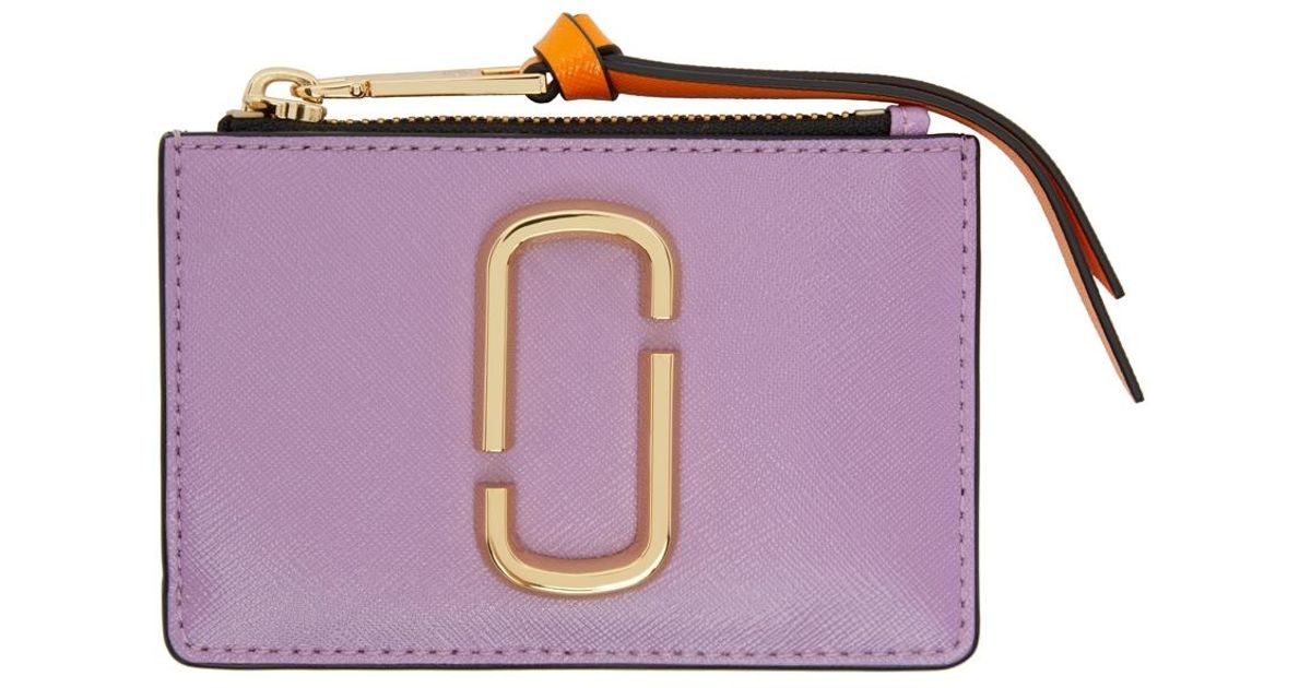 Marc Jacobs Leather 'the Snapshot Top Zip' Card Holder in Purple Lyst