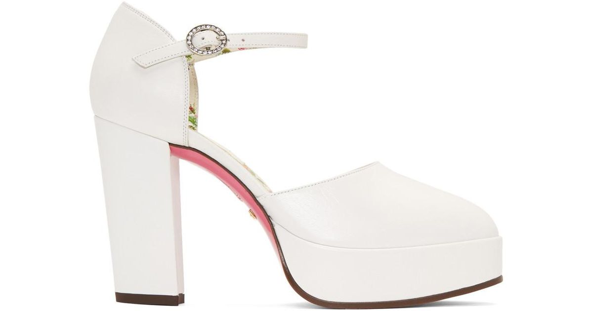 gucci heels white