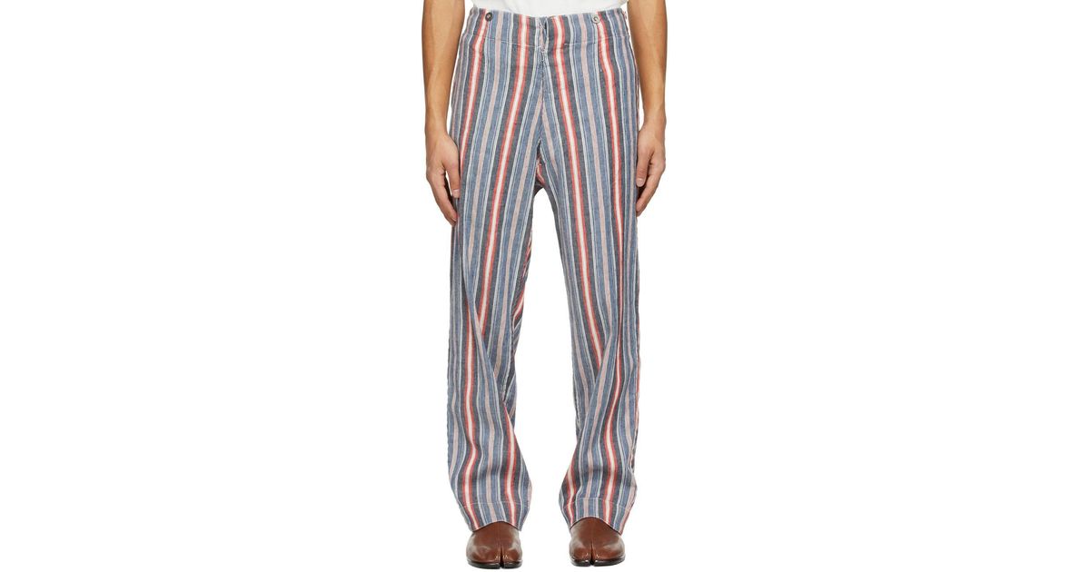 Maison Margiela Linen Striped Trousers for Men - Lyst