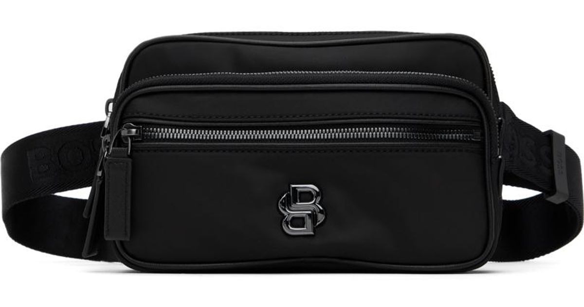 BOSS ツイル ベルトバッグ Double Bモノグラム メンズ BOSS Double B Monogram ツイル ベルトバッグ ブラック