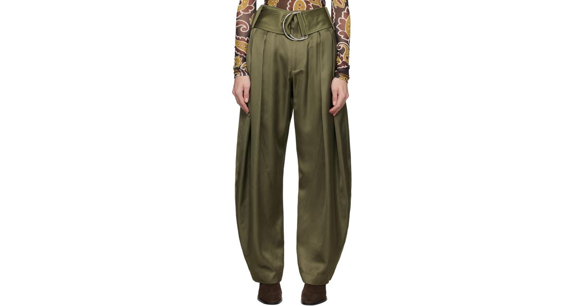 【関税込み】JW Anderson カーキ Pleated Dリング トラウザーズ JW Anderson カーキ Pleated Dリング トラウザーズ グリーン | Lyst