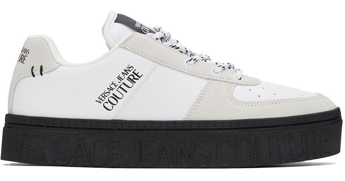 Versace Jeans Suede Black And White Platform Low-top Sneakers for Men ...