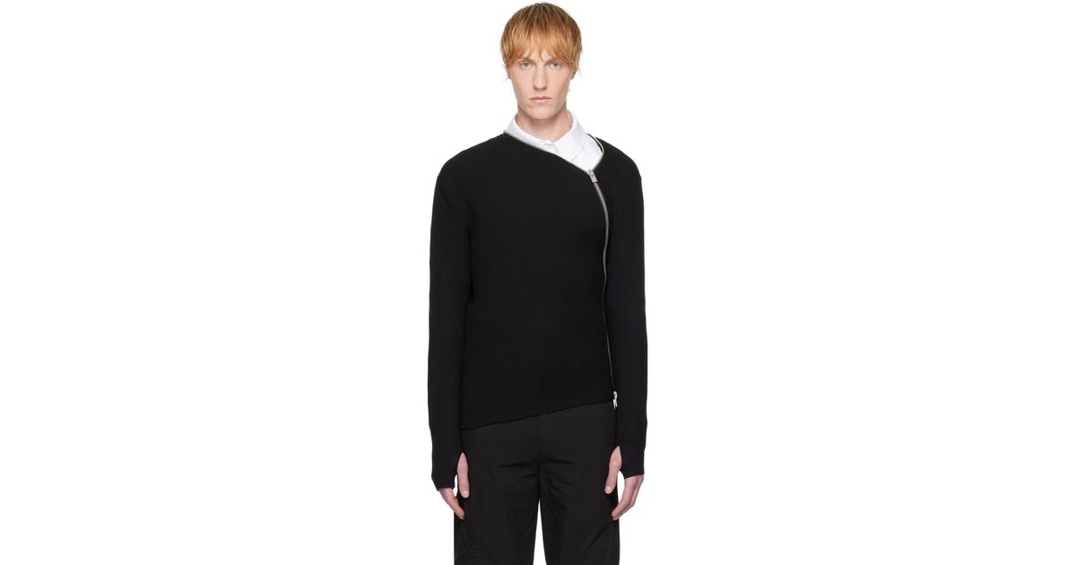 HELIOT EMIL Tied Zip Knit Sweater in Black for Men | Lyst