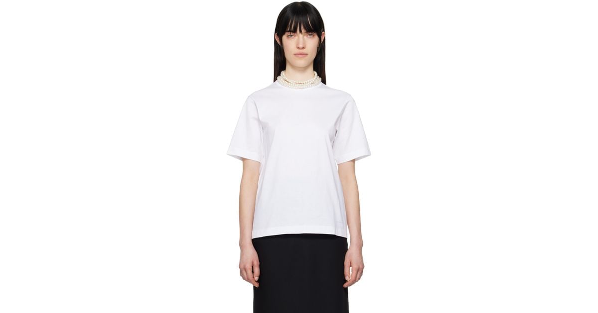 ファッション業界注目ブランド【Carven】フェイクパール Tシャツ Carven ホワイト フェイクパール Tシャツ ホワイト | Lyst