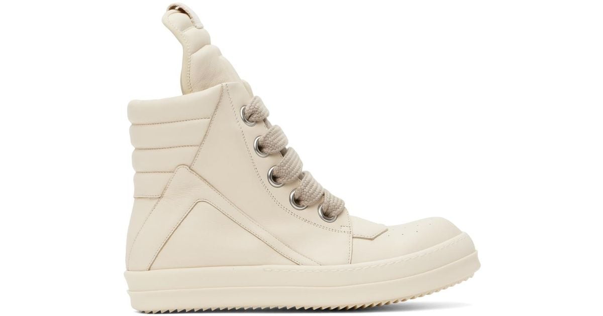 【RICK OWENS 】ブラウンホワイトHollywood Geobasketスニーカー 24AW◇RICK OWENS◇GEOBASKET スニーカー パイソンレザー (RICK