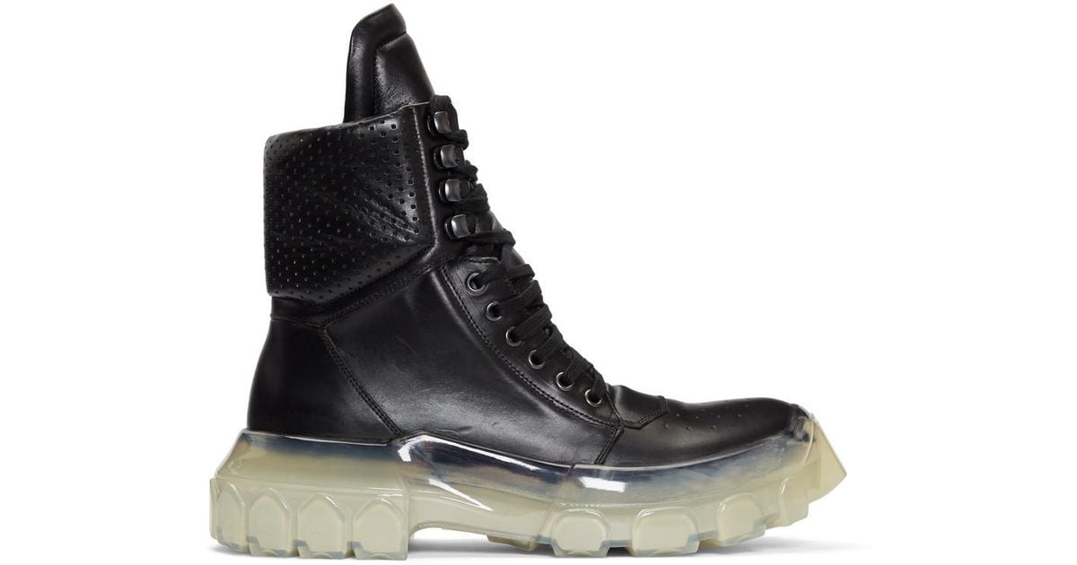 Rick Owens Black Clear Sole Tractor Dunk Boots for Men | Lyst