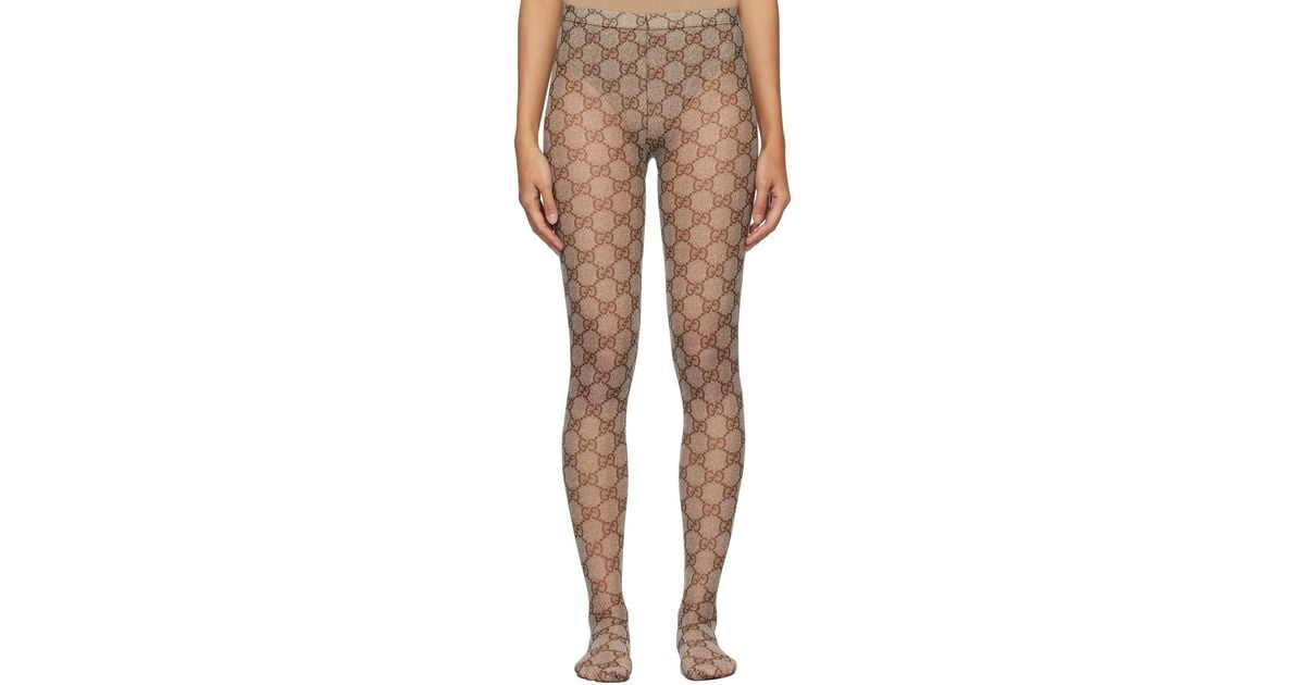 Gucci Women's Brown Beige GG Tights