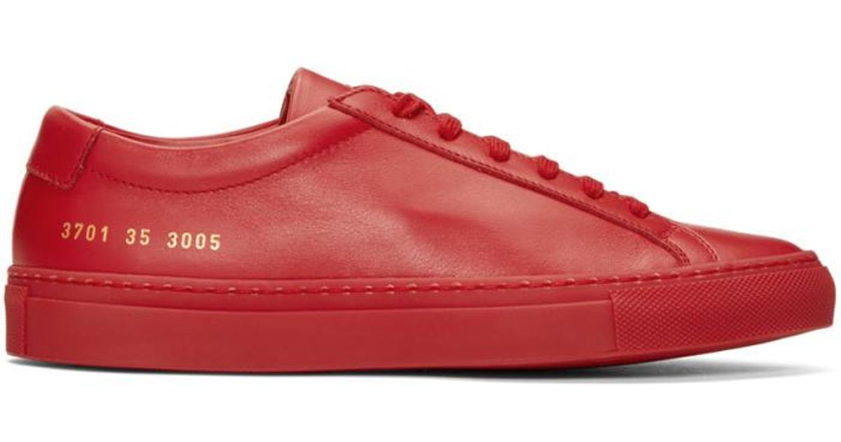 red common projects sneakers