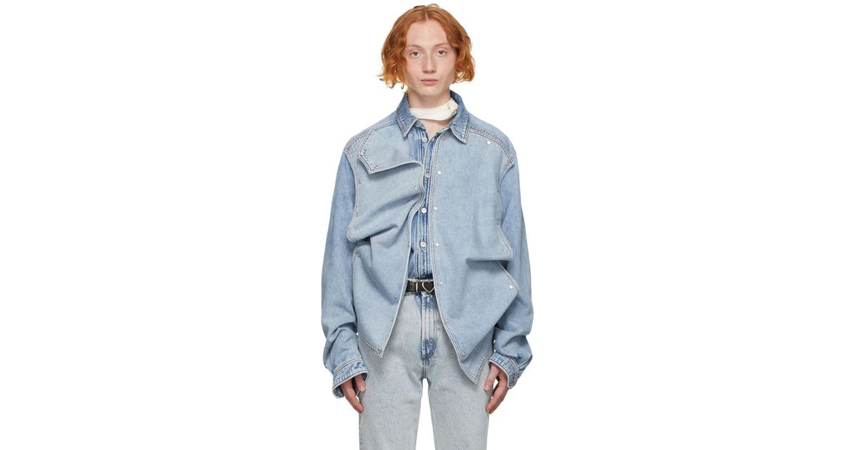 Y. Project Denim Snap Panel Shirt in Blue for Men | Lyst Canada
