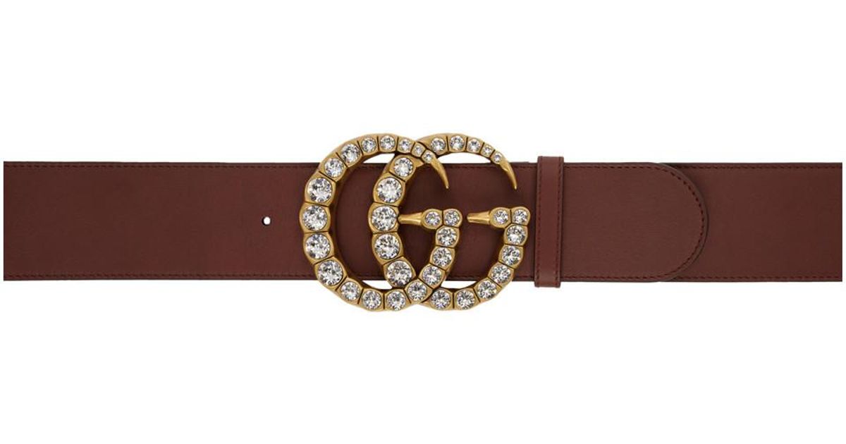 Gucci Burgundy Wide Leather GG Crystal 