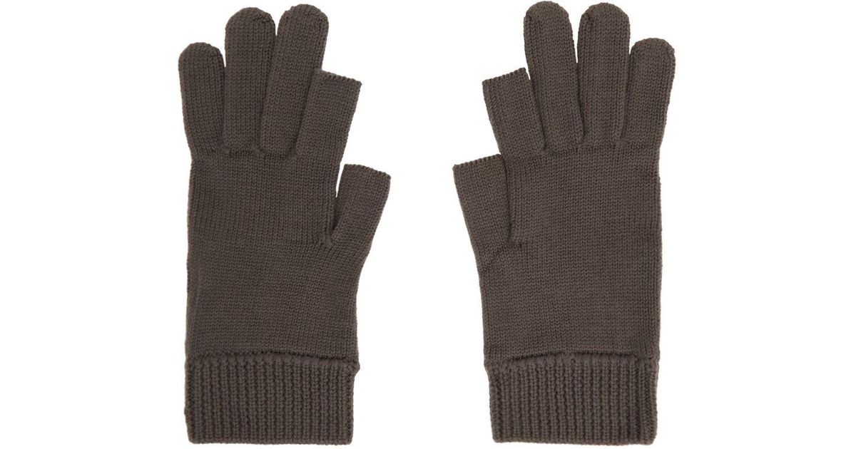 Rick Owens Gray Touchscreen Gloves in White for Men | Lyst