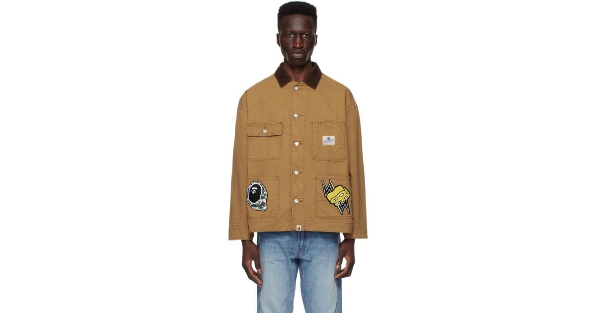 A Bathing Ape Patch Jacket in Orange for Men Lyst Australia