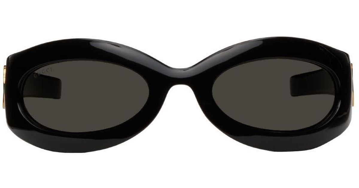 Gucci Oval Sunglasses in Black Lyst UK