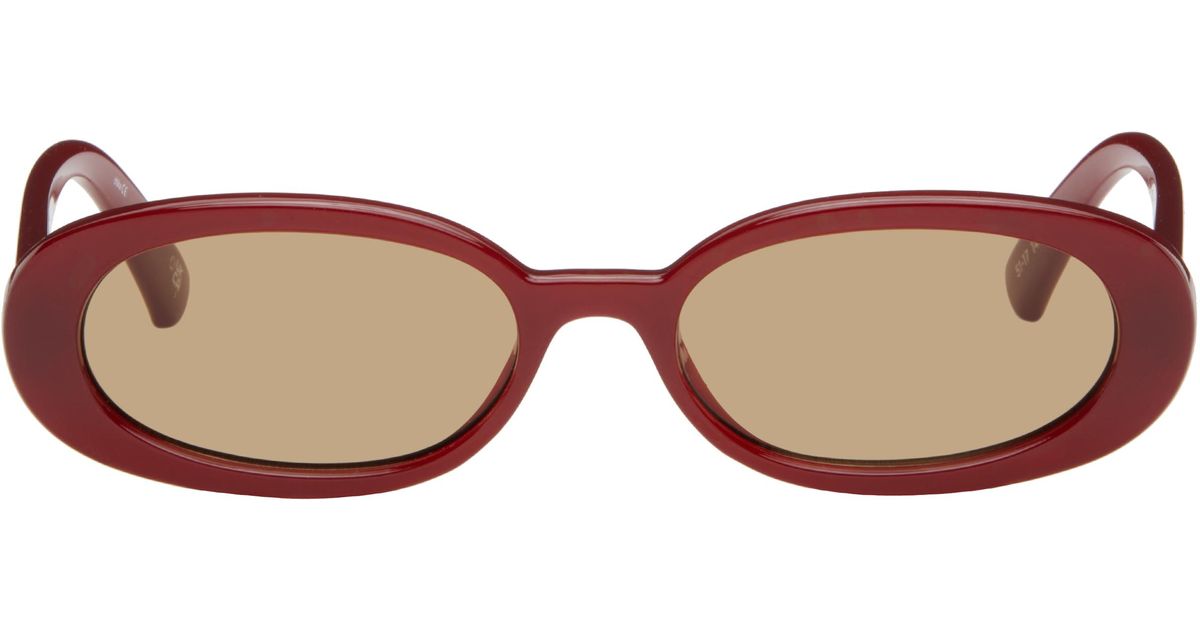 Le Specs Ssense Exclusive Burgundy Outta Love Sunglasses in Black