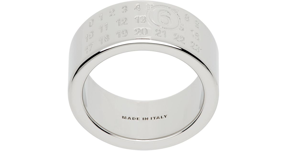 MM6 by Maison Margiela Numeric Minimal Signature Ring in Metallic 