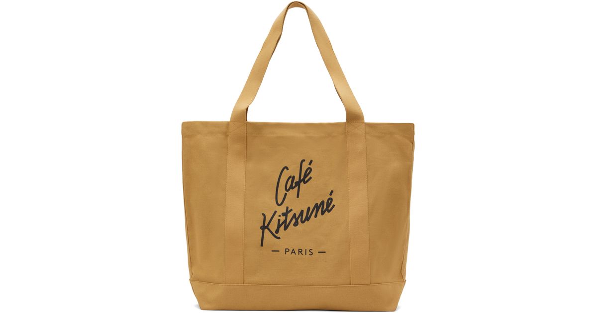 Maison Kitsuné 'Café Kitsuné' Tote in Brown for Men | Lyst