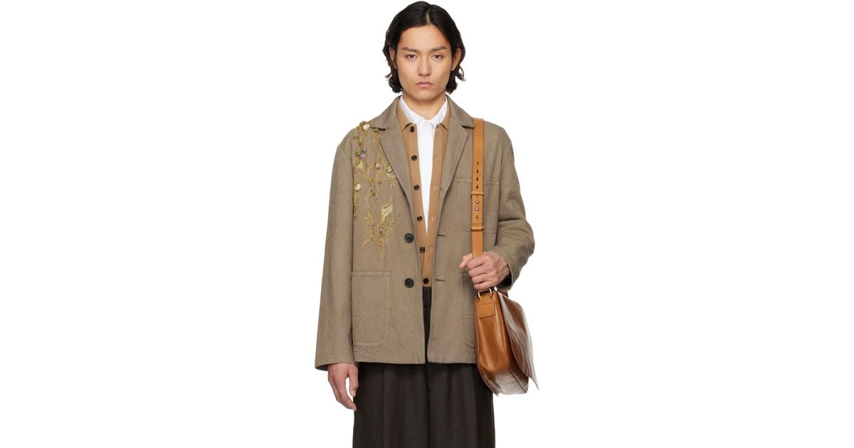 メンズ Dries Van Noten トープ スパンコール テーラード