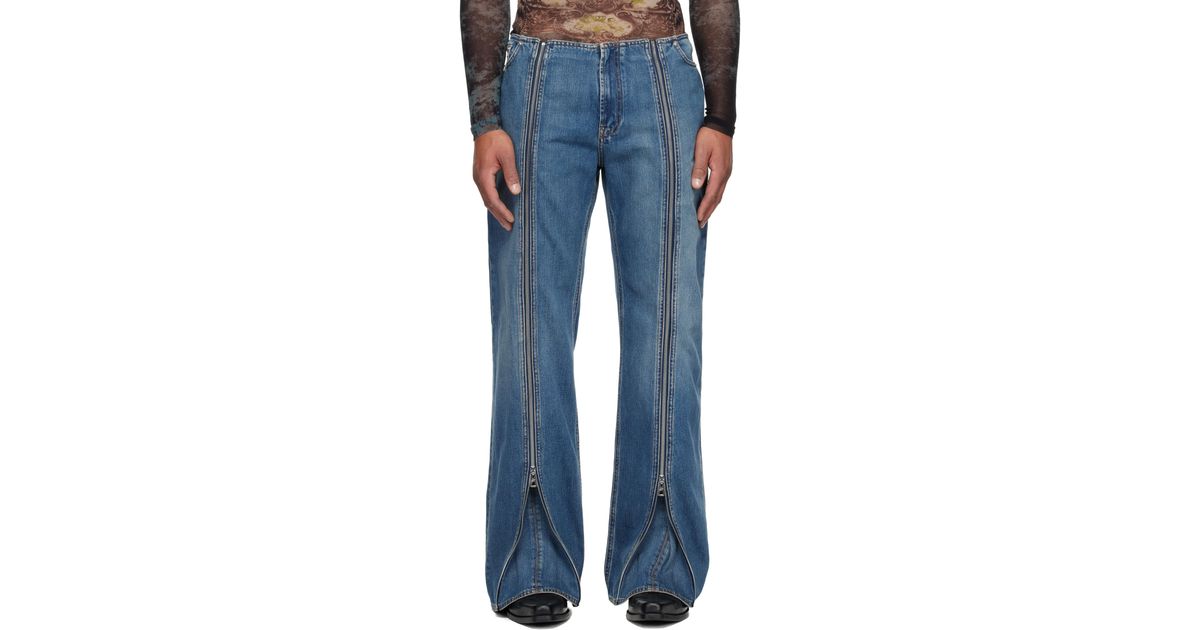 Jean Paul Gaultier Zipped Jeans in Blue for Men | Lyst