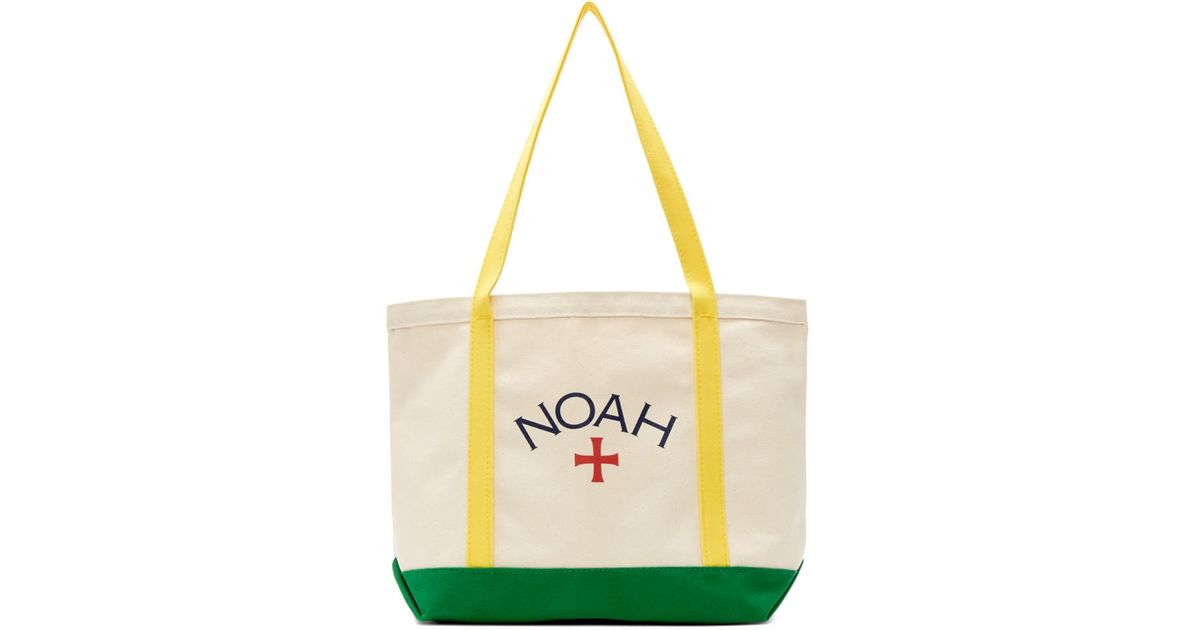 Noah Cotton Yellow And Green Logo Tote - Lyst