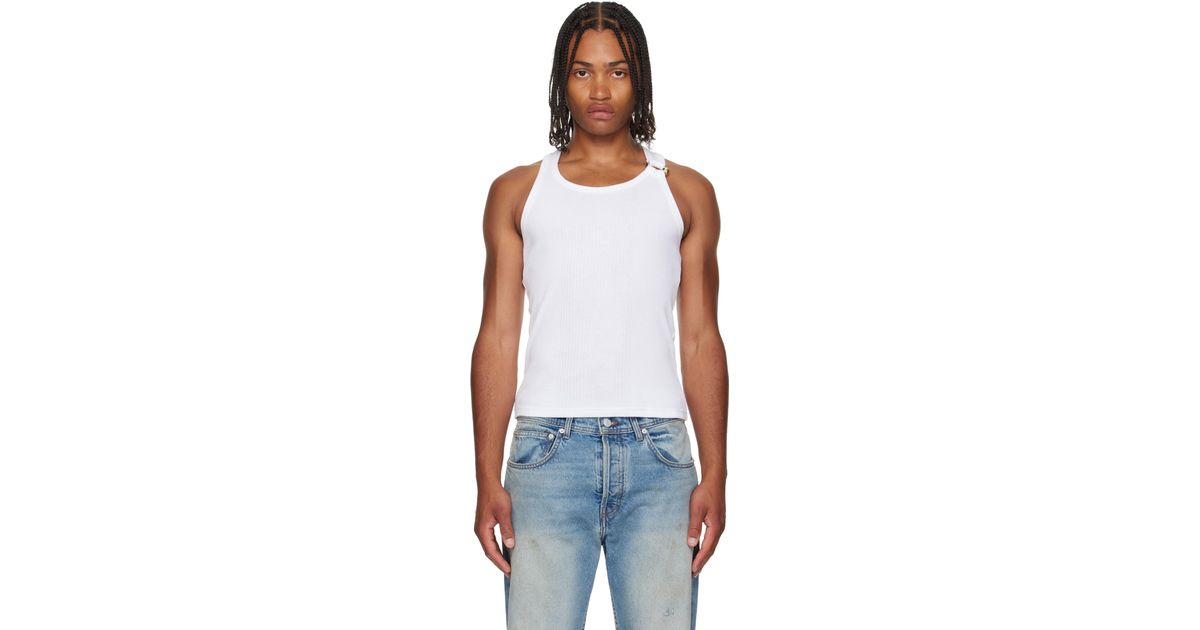 jentlouis Neck Piercing Tank Top white Jent Louis Neck Piercing