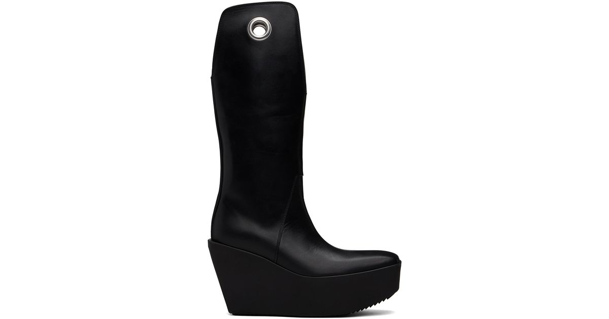 Rick Owens Black Sliver Platform Kowboy Boots for Men | Lyst