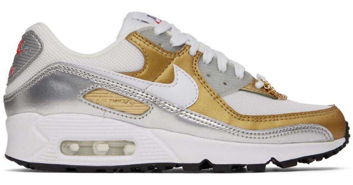 Nike Gold & Silver Air Max 90 Sneakers in Black | Lyst
