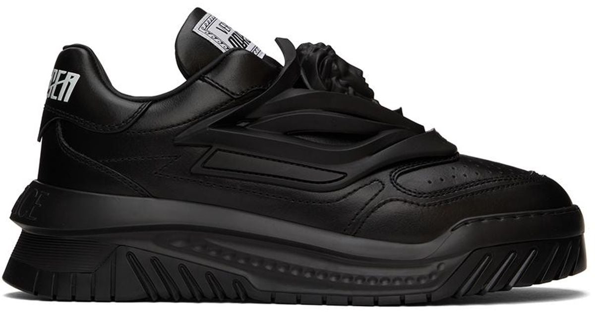 Versace Leather Black Odissea Sneakers for Men | Lyst