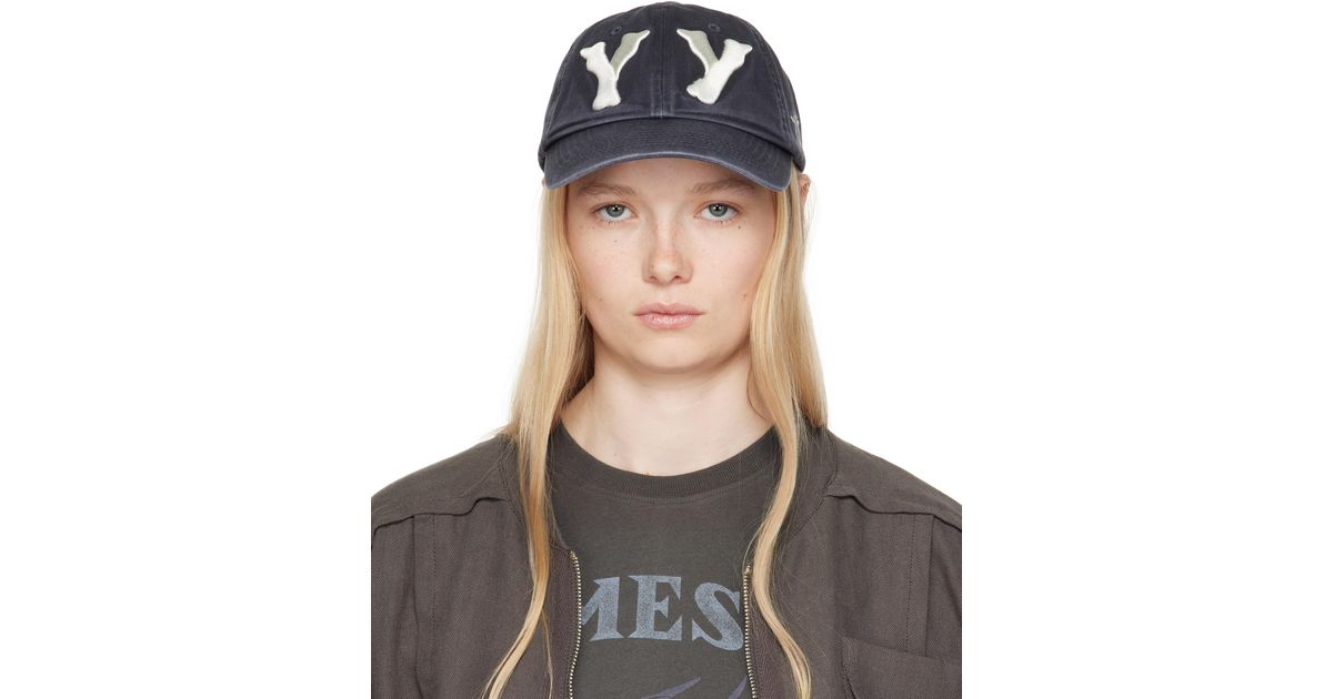 OPEN YY: Navy 'Yy' Heart Bone Ball Cap | SSENSE