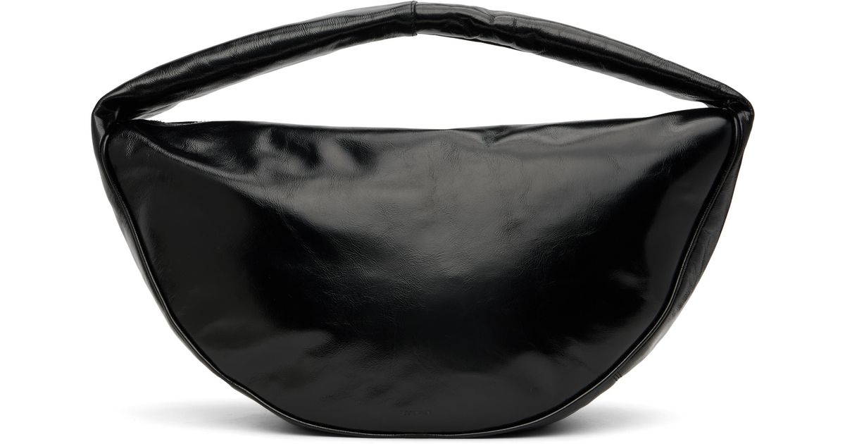 BY FAR Maxi Cush Creased Leather Shoulder Bag in Black | Lyst
