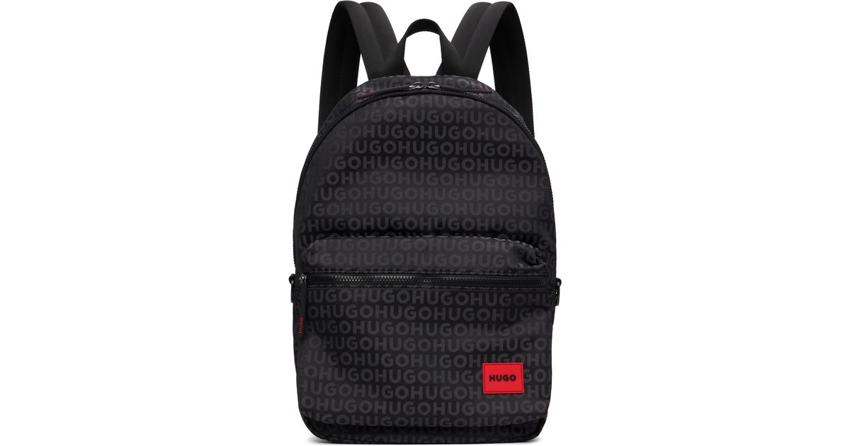 HUGO Logo Patch Backpack in Black for Men | Lyst
