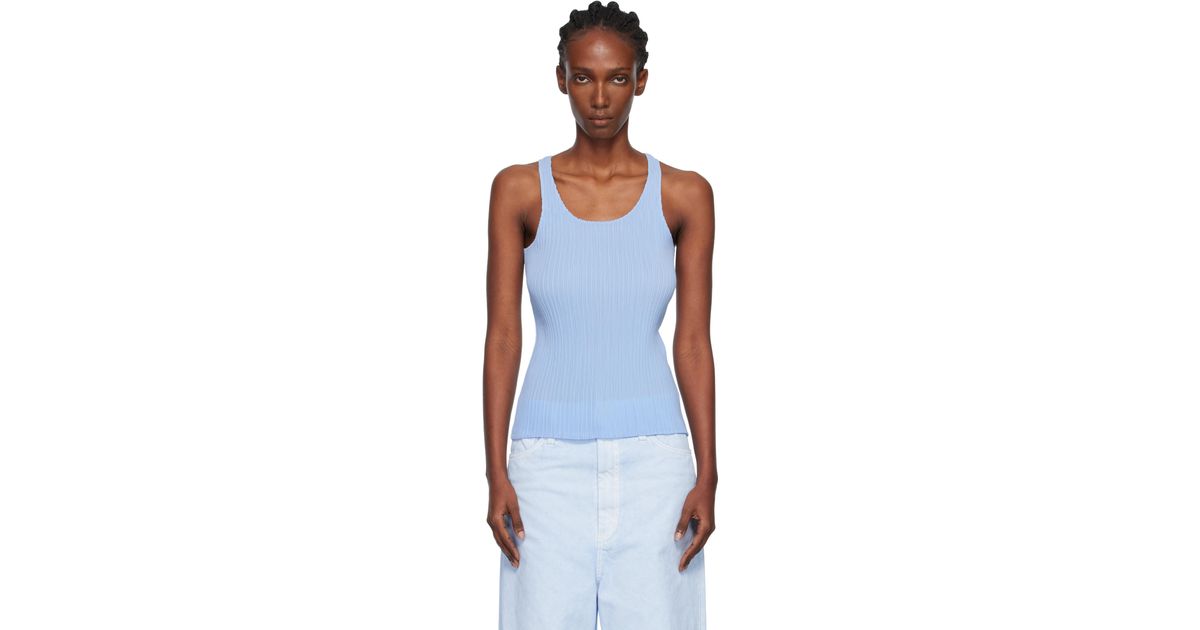 Issey Miyake Hatching Bottoms Tank Top in Blue | Lyst