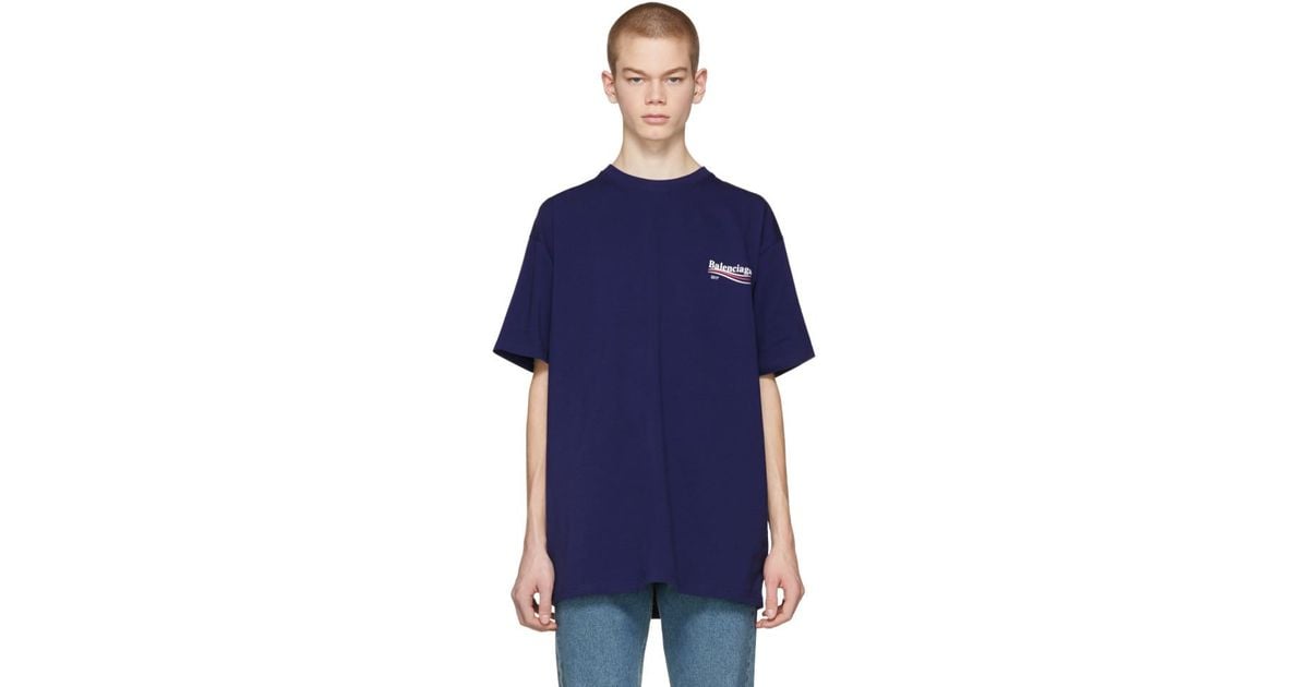 Balenciaga Cotton Blue Campaign Logo T Shirt For Men Lyst