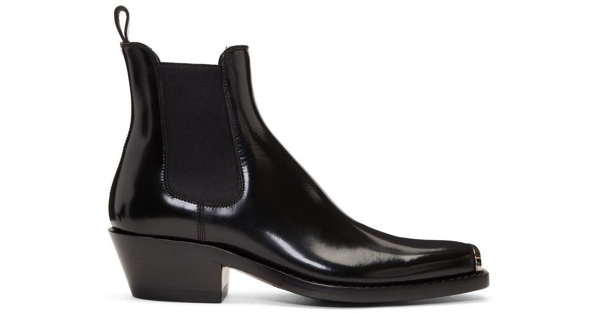 CALVIN KLEIN 205W39NYC Leather Black Western Chris Chelsea Boots for ...