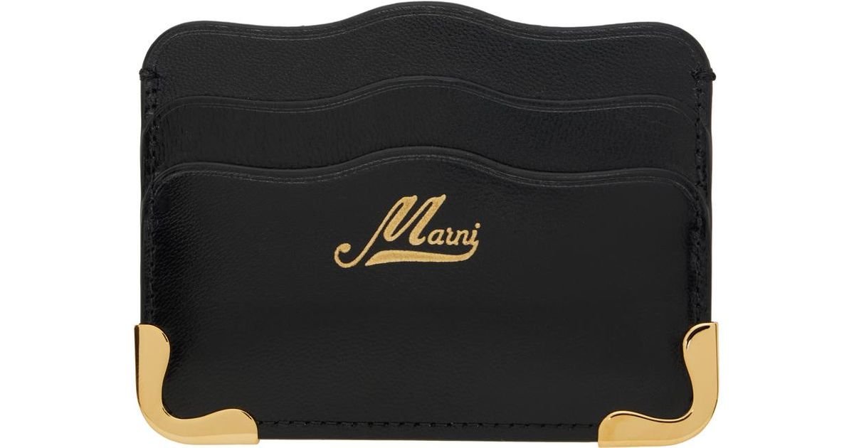 Marni Black Leather Wavy Card Holder | Lyst