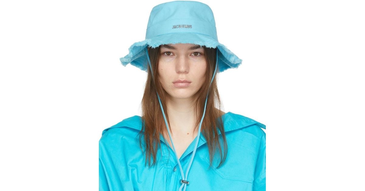 ハット JACQUEMUS Woman Hat Blue 255AC7211782 380 Jacquemus Blue Le Chouchou 'Le Bob Artichaut' Beach Hat