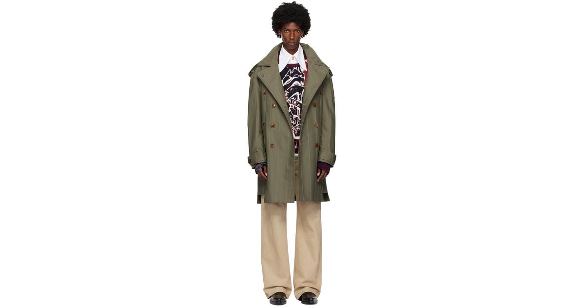 Vivienne Westwood Stripped Trench Coat in Black for Men | Lyst