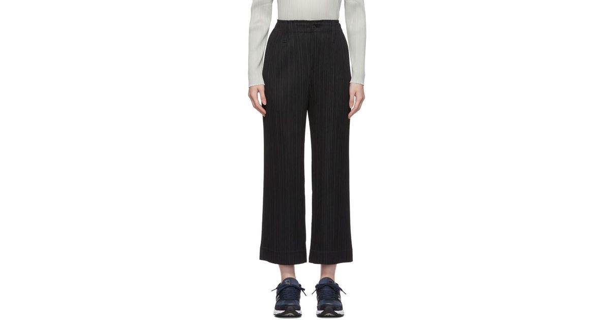 Pleats Please Issey Miyake Black Thicker Bottoms 1 Trousers | Lyst