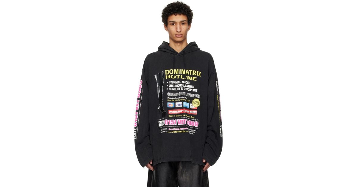 Vetements Jersey 'Dominatrix Hotline' Hoodie in Black for